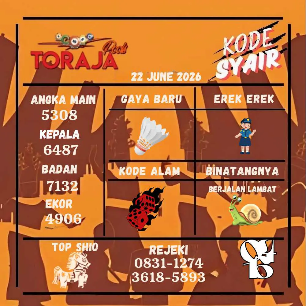 Kode Syair Toraja Pools Juni 2026
