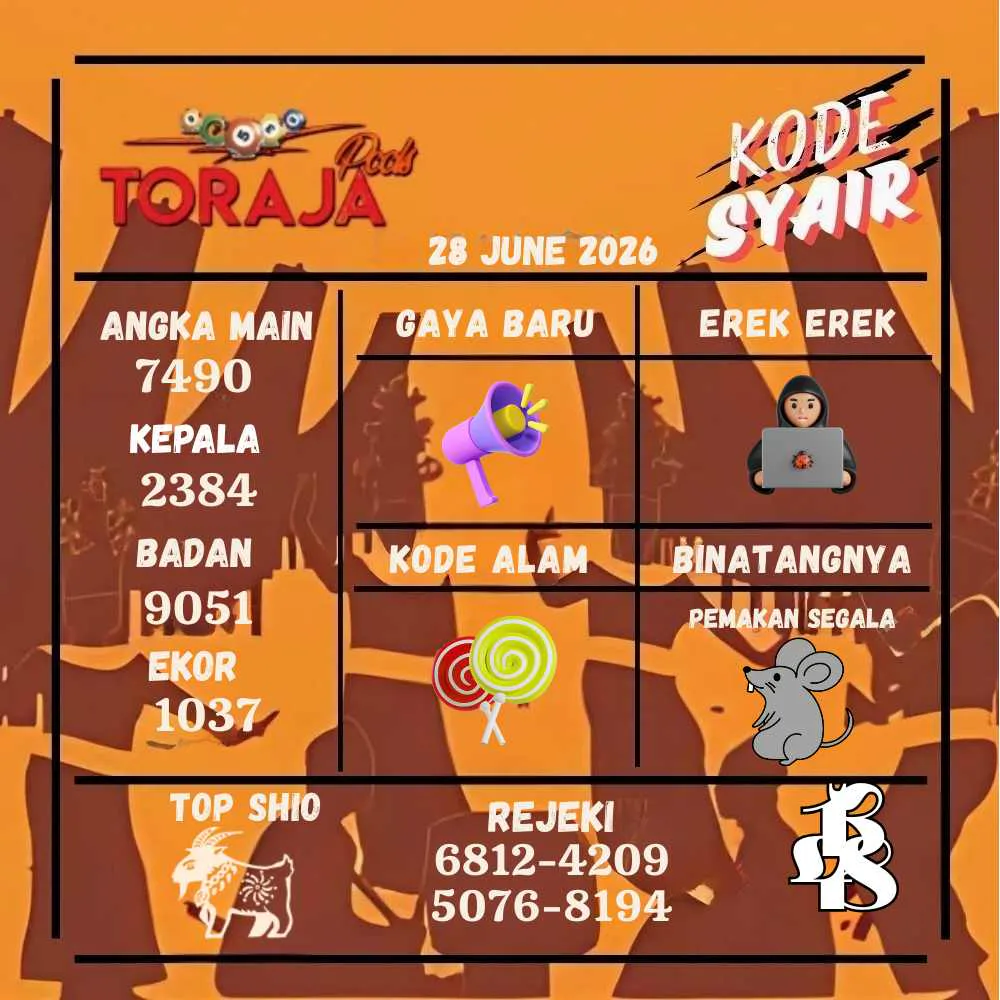 Kode Syair Toraja Pools Juni 2026
