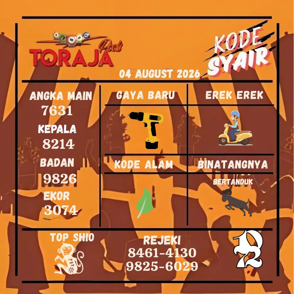 Kode Syair Toraja Pools Agustus 2026
